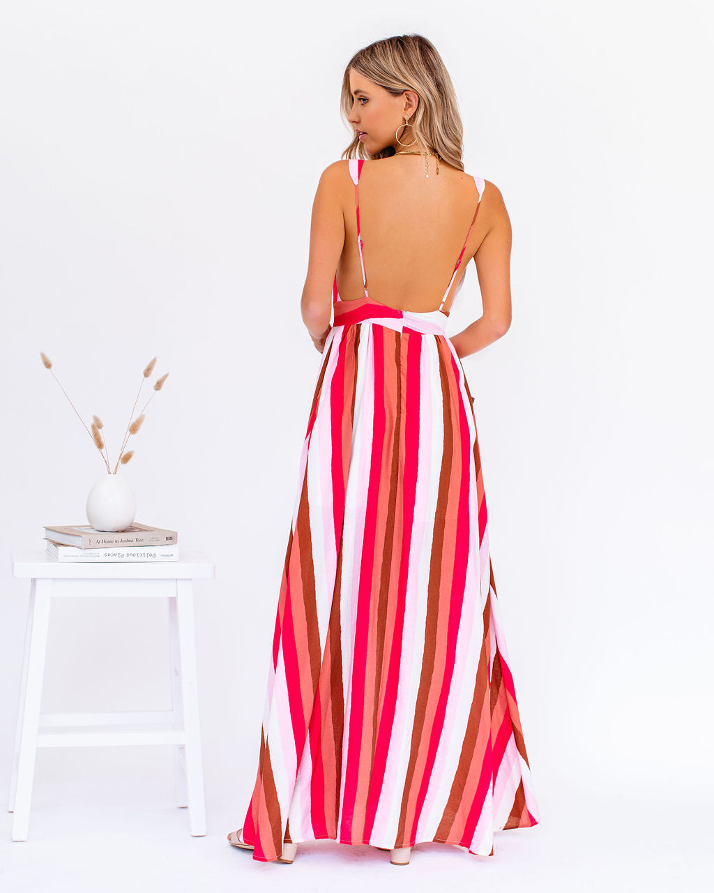 Happy Hues Striped Tie Front Maxi Dress Ins Street