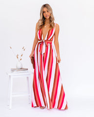 Happy Hues Striped Tie Front Maxi Dress Ins Street