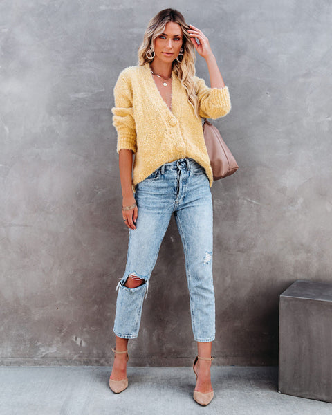 Happy Thoughts Button Front Cardigan - Yellow – InsStreet