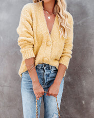 Happy Thoughts Button Front Cardigan - Yellow Ins Street