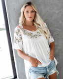 Harper Embroidered Babydoll Top - White Ins Street