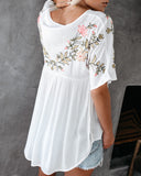 Harper Embroidered Babydoll Top - White Ins Street