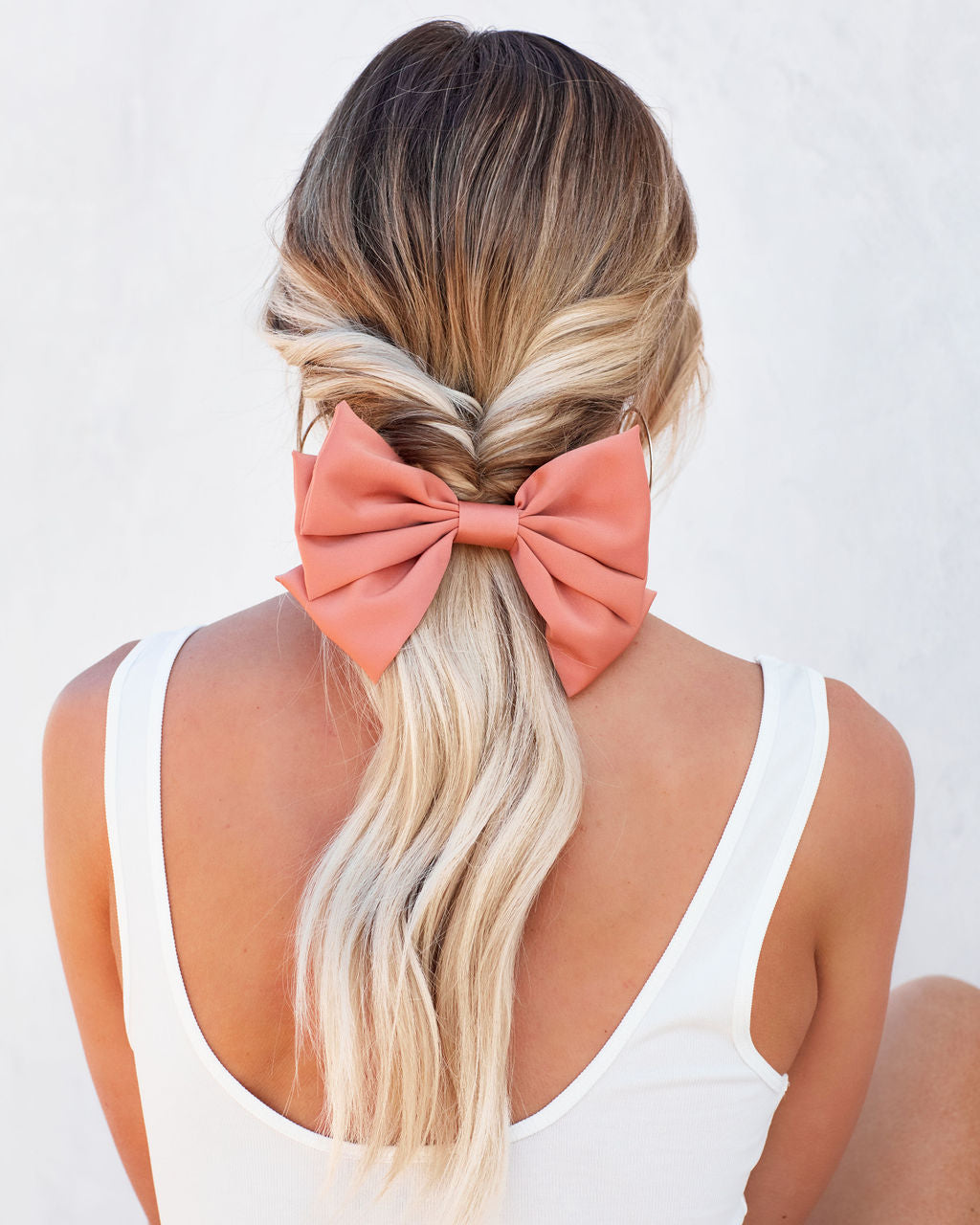 Harp Satin Bow Hair Clip - Coral Ins Street