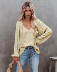 Harrow Satin Split Neck Blouse - Olive - FINAL SALE Ins Street