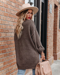 Harry Relaxed Knit Henley Sweater - Dark Brown Ins Street