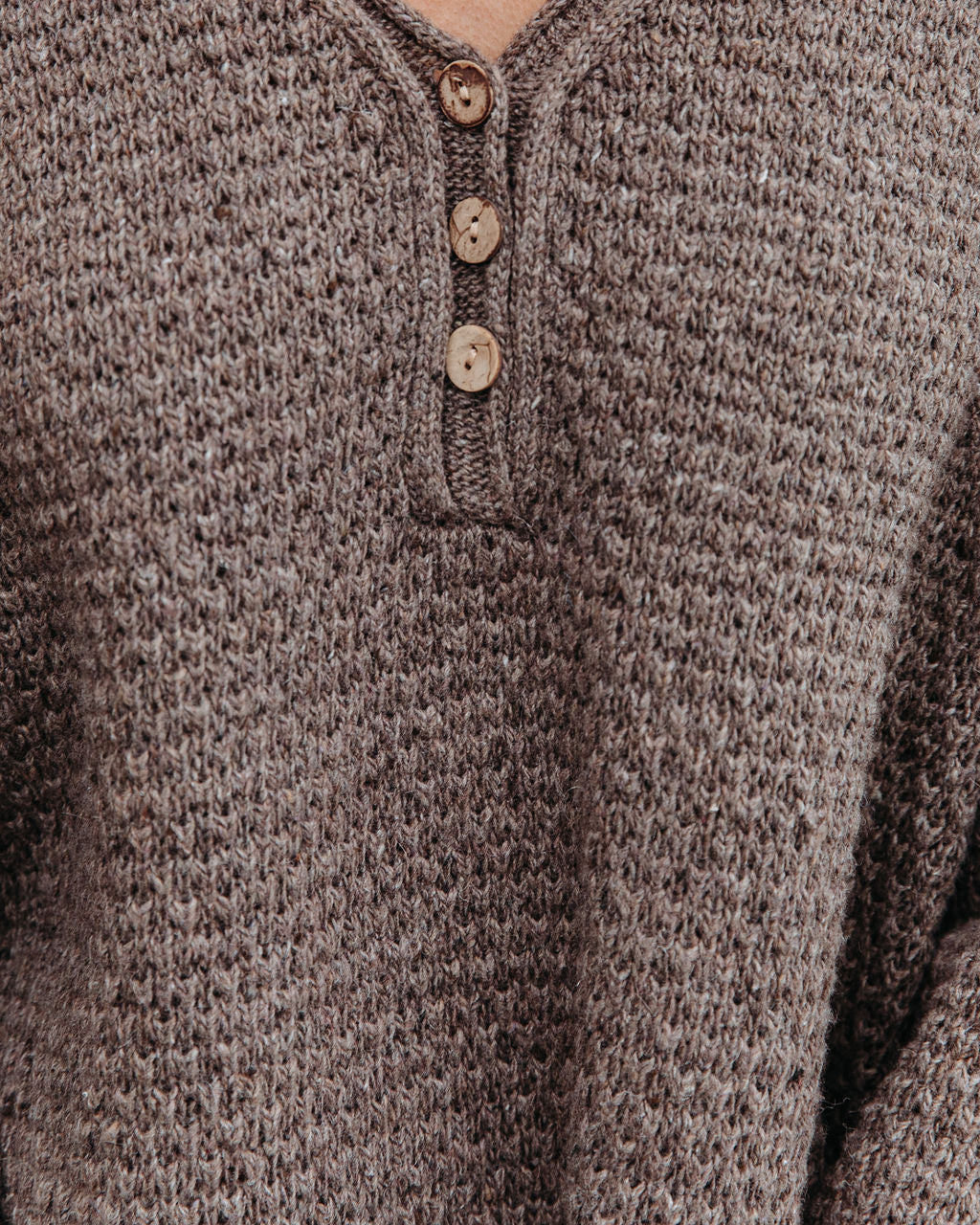 Harry Relaxed Knit Henley Sweater - Dark Brown Ins Street