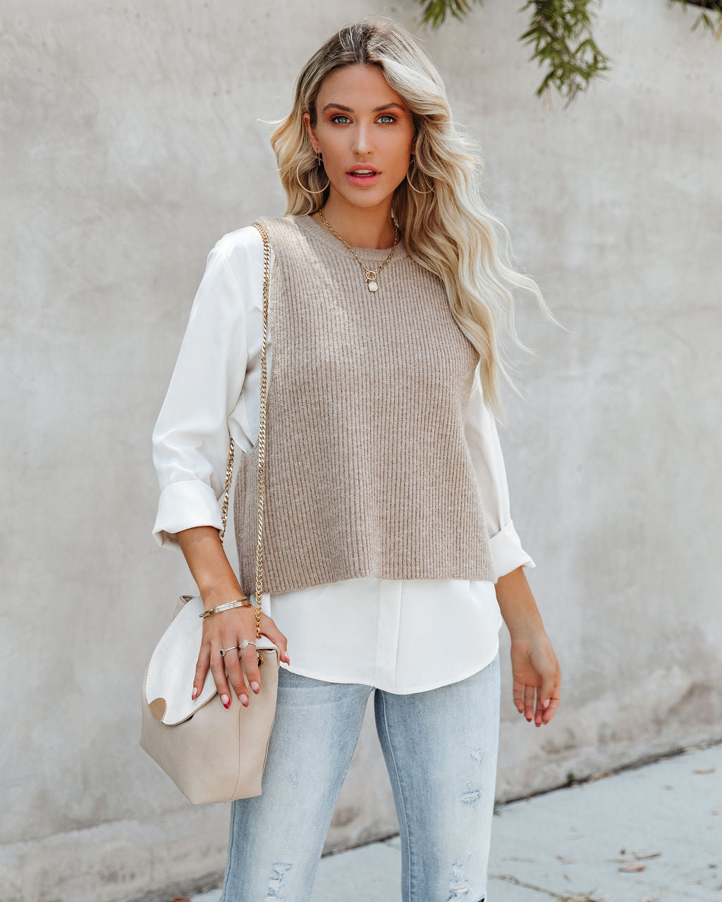 Hartford Contrast Knit Vest Blouse - FINAL SALE Ins Street