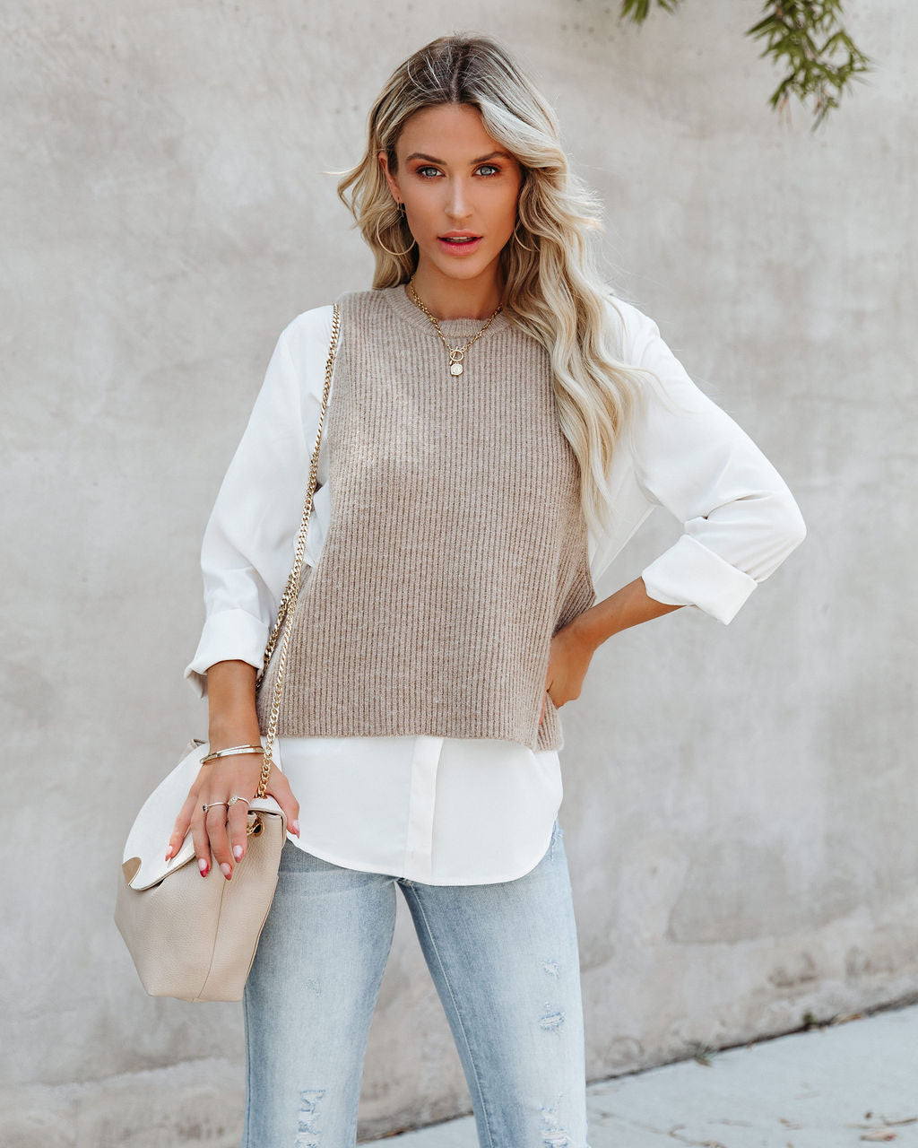 Hartford Contrast Knit Vest Blouse - FINAL SALE Ins Street