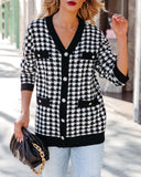 Hathaway Button Front Knit Houndstooth Cardigan - FINAL SALE Ins Street