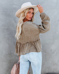 Havasu Crop Babydoll Top - Taupe Ins Street