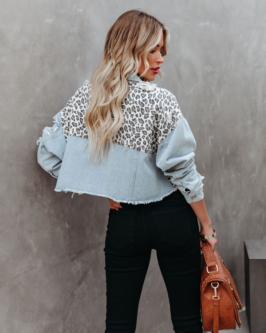 Hazy Leopard Cropped Denim Jacket - FINAL SALE Ins Street