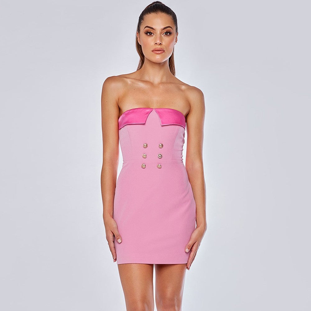 Strapless Sleeveless Mini Bodycon Dress Ins Street