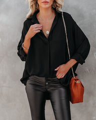 Headquarters Cotton Blend High Low Blouse - Black Ins Street