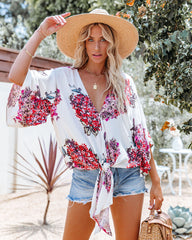 Heavenly Hydrangeas Floral Kimono Tie Top Ins Street