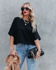 Her Cotton Cropped Tee - Black Ins Street