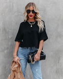 Her Cotton Cropped Tee - Black Ins Street