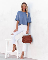 Her Cotton Cropped Tee - Denim Blue Ins Street