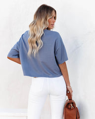 Her Cotton Cropped Tee - Denim Blue Ins Street