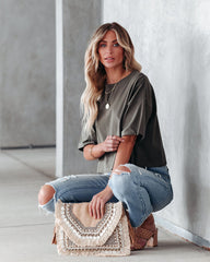 Her Cotton Cropped Tee - Olive Ins Street