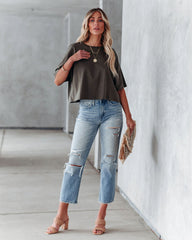 Her Cotton Cropped Tee - Olive Ins Street