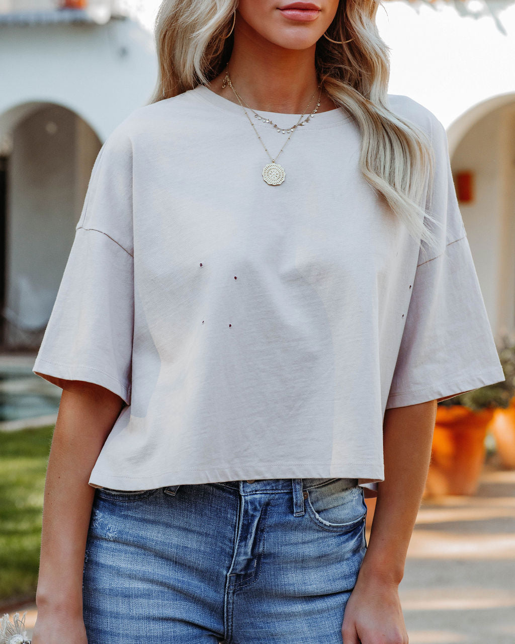 Her Cotton Cropped Tee - Whisper Taupe Ins Street