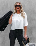 Her Cotton Cropped Tee - White Ins Street