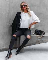 Her Cotton Cropped Tee - White Ins Street