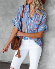 Here We Go Striped Button Down Top Ins Street