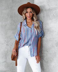 Here We Go Striped Button Down Top Ins Street