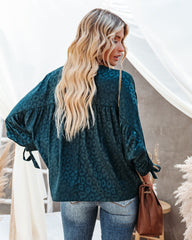 Hint Satin Leopard Embossed Dolman Blouse - Forest Green - FINAL SALE Ins Street