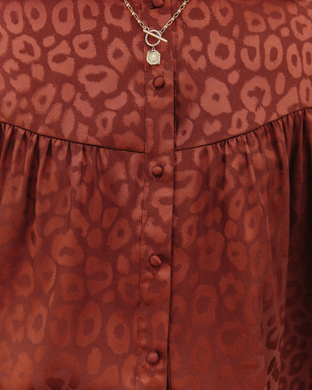 Hint Satin Leopard Embossed Dolman Blouse - Rust - FINAL SALE Ins Street