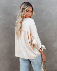 Hint Satin Leopard Embossed Dolman Blouse - Vanilla - FINAL SALE Ins Street