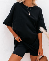 His Cotton Oversized Tee - Black Ins Street