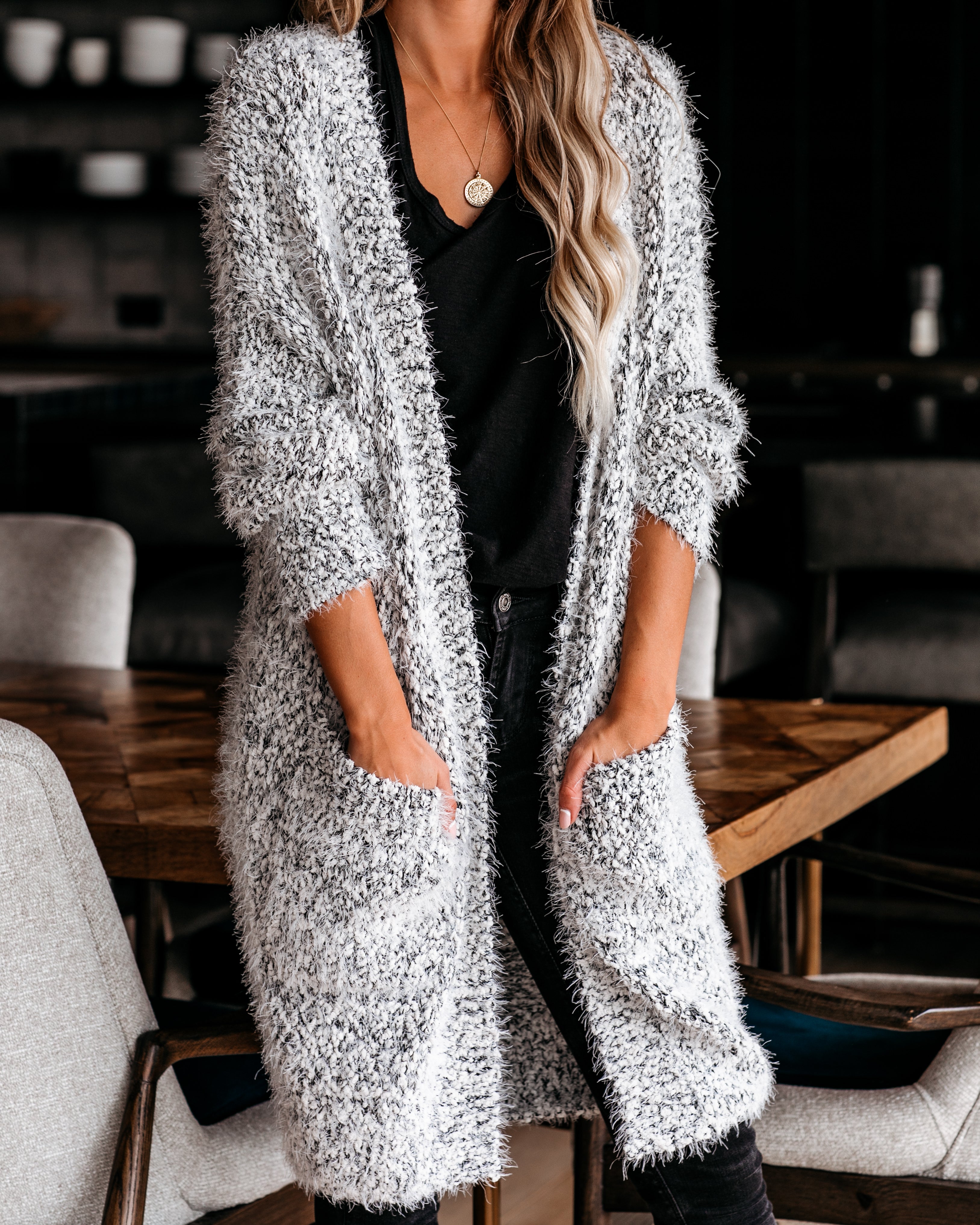 Hit The Slopes Pocketed Fuzzy Knit Cardigan Ins Street