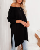 Holiday Weekend Cotton Long Sleeve Tunic - Black Ins Street