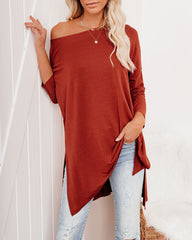 Holiday Weekend Cotton Long Sleeve Tunic - Brick - FINAL SALE Ins Street