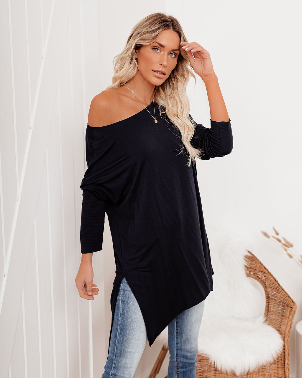 Holiday Weekend Cotton Long Sleeve Tunic - Navy - FINAL SALE Ins Street