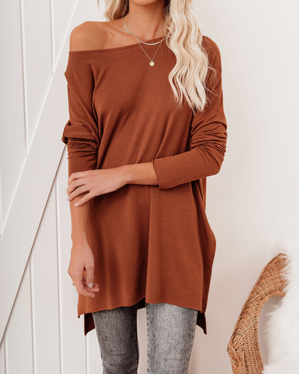 Holiday Weekend Cotton Long Sleeve Tunic - Rust - FINAL SALE Ins Street