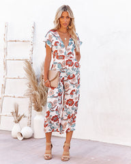 Hollow Floral Pocketed Tie Jumpsuit Ins Street