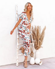 Hollow Floral Pocketed Tie Jumpsuit Ins Street