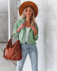 Holston Pocketed Crop Corduroy Shacket - Mint - FINAL SALE Ins Street