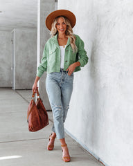 Holston Pocketed Crop Corduroy Shacket - Mint - FINAL SALE Ins Street