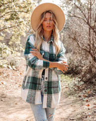 Hometown Pocketed Plaid Shacket - Hunter Green Ins Street