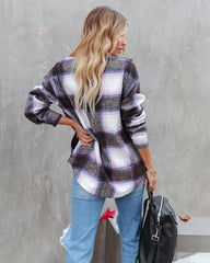 Hometown Pocketed Plaid Shacket - Lavender Ins Street