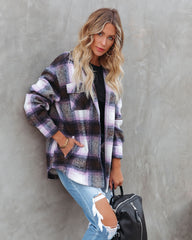 Hometown Pocketed Plaid Shacket - Lavender Ins Street