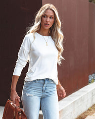 Horizon Long Sleeve Knit Top - White Ins Street