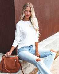 Horizon Long Sleeve Knit Top - White Ins Street