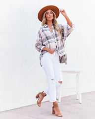 Huckson Cotton Plaid Button Down Top - Pink Grey Ins Street