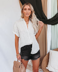 Huntington Linen Pinstripe Button Down Top Ins Street