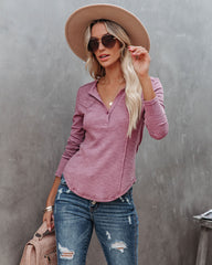 Huxley Cotton Blend Henley Top - Dark Mauve - FINAL SALE Ins Street